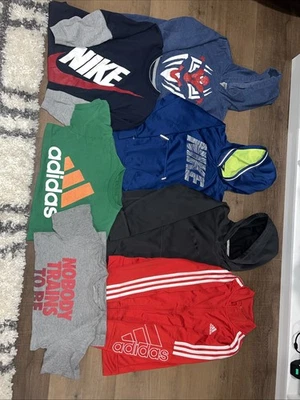 Adidas, Nike And Spiderman Lot Of 7 - TShirt, Sweatshirts, Full Zip, Kids Small - Image 1 of 4