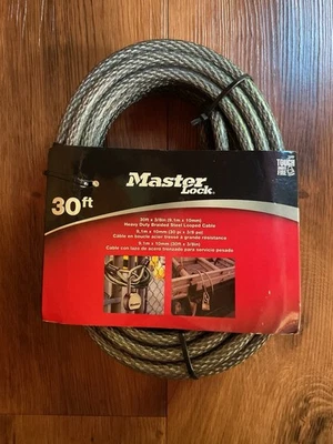 Master Lock 70D 30 Foot Braided Coated Steel Steel Looped End Cable NOS  - Image 1 of 3