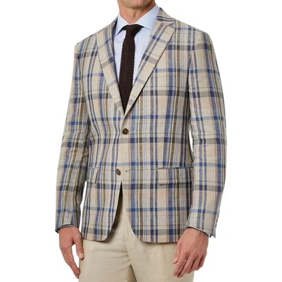 Lauren Ralph Lauren Mens Preppy Plaid Linen Blazer Size 42R Classic Fit NWOT - Image 1 of 4