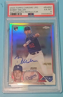 2023 Topps Chrome Update #RA-BM Bobby Miller, RC, Auto, Refractor/499, PSA 6 🔥  - Image 1 of 4