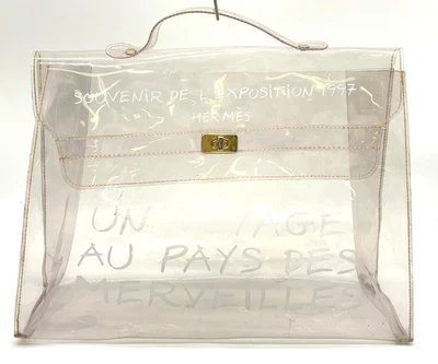 Auth Hermes Vinyl Kelly Clear Vinyl Wonderland handbag SK100405 - Image 1 of 4