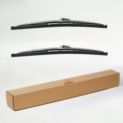 12" Polished Stainless Steel Front Windshield Wiper Blades 1 Pair Foto 1 de 4