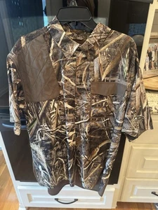 Drake Waterfowl Camo Shirt with Quilted Shoulder Patches - Picture 1 of 5