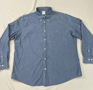 Brooks Brothers Shirt Mens Large Blue Chambray Button Up Long Sleeve Regent Fit - Picture 1 of 16