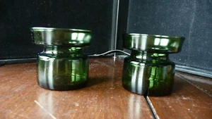 4 Vtg MCM Dansk Designs Denmark IHQ Green Glass Candle Holders - Picture 1 of 6