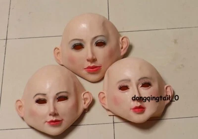 Beautiful Girl Headgear Latex Face Mask Cosplay Halloween Party Game Prop Mask - Image 1 of 4