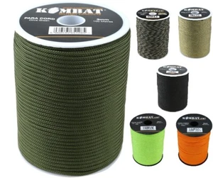 NEW KombatUK 100m Para Paracord Cord Rope String 3mm on Reel - Various Colours - Picture 1 of 13