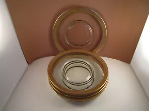 Set vintage Morgantown vetro trasparente oro set di 4 piatti pranzo insalata A - Foto 1 di 11