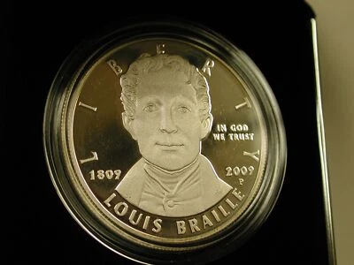 U.S Mint 2009 Louis Braille Bicentennial Silver Dollar - Image 1 of 4