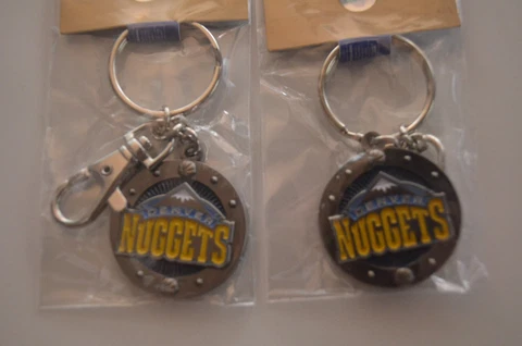 Lot of (2) NEW Denver Nuggets Keychains W/Rings & Clips Cover