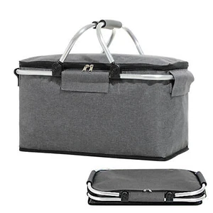 Cooler Bag Picnic Folding Basket Insulated Hamper Large Cool Bag - Picture 1 of 10