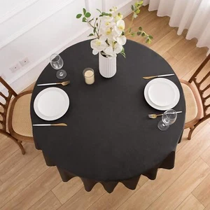 Round Vinyl Tablecloth with Flannel Backing 100% Waterproof Square PVC Table ... - Picture 1 of 7