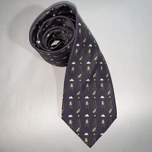 pre-loved auth HERMÈS silk twill #7860 necktie/cravotte frogs/ladders/clouds - Picture 1 of 4