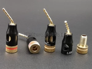 4x Gold Plated Speaker Cable Pin Banana Terminal Connector Plug spade Adapter  - Picture 1 of 5
