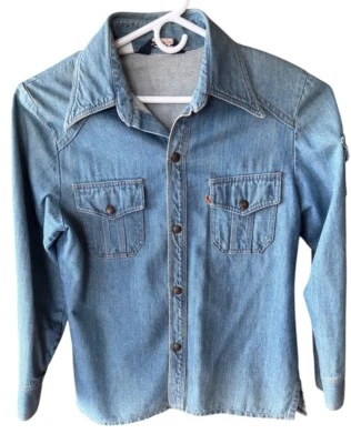 Levis Orange Tab Denim Western Shirt Jacket Mens Large Snap Closure Vintage USA - Image 1 of 4