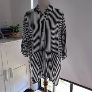 Trenery Ladies Blouse Modal Size XXS (8) Oversized Shirt Striped Casual Modern - Picture 1 of 8