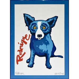 George Rodrigue Blue Dog Signature Dog Red Silkscreen Print Signed Numbered Art - Picture 1 of 6