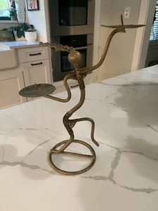 Contemporary Funky MCM Metal Candle Holder 9.5” Tall- Vintage - Picture 1 of 8