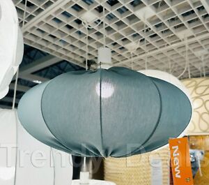 Ikea REGNSKUR Pendant Lamp Textile Shade Oval Turquoise 20" (Shade Only) - NEW