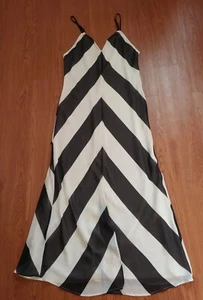 Christopher John Rogers For Target Black White Chevron Maxi Slip Dress Lined Sz8 - Picture 1 of 13
