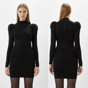 Alice + Olivia Issa Metallic Turtleneck Mini Velvet Dress Black Size: XS NWOT - Picture 1 of 9