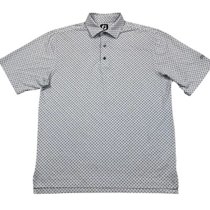 Footjoy Polo Camicia Uomo L Grigio Rosa Stampa Geometrica Performance Golf - Foto 1 di 12