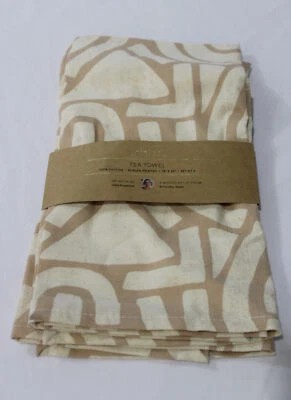 Minted. Set Of 2 Geometric Screen Print Tea Towel SV3 Beige Size 18x28" NWT - Image 1 of 4