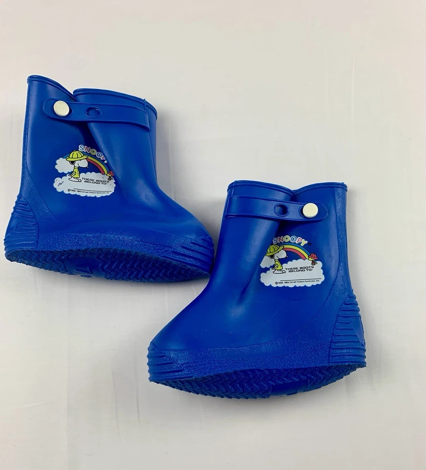 Botas de lluvia de goma vintage Snoopy & Woodstock Galoshes niños/niños pequeños 1965 talla 7 Foto 1 de 4