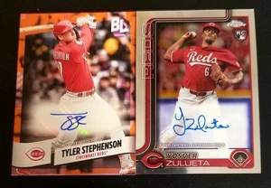 2024 Topps League Tyler Stephenson Auto Electric Orange Cincinnati Reds + 1 More - Picture 1 of 2