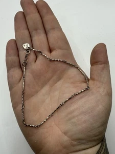 Vintage 925 Sterling Silver Tiny Thin Bracelet Ball Link Hong Kong Stackable 10” - Picture 1 of 5