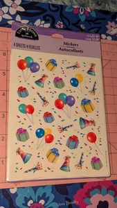 Vintage Hallmark Stickers Happy Birthday Balloons Gifts New In Pack 4 Sheets - Picture 1 of 3