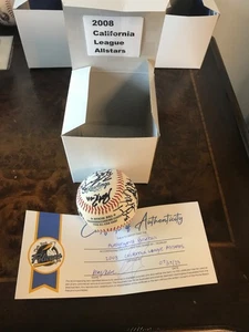 LIGA CALIFORNIA/CAROLINA - Juego de Estrellas 2008 - Béisbol firmado/automático con certificado de autenticidad - Imagen 1 de 6