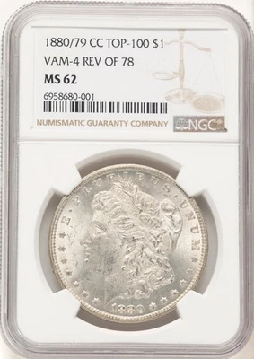 1880-CC80/79 reverso de 1878 VAM-4 dólar Morgan NGC MS62 Foto 1 de 2