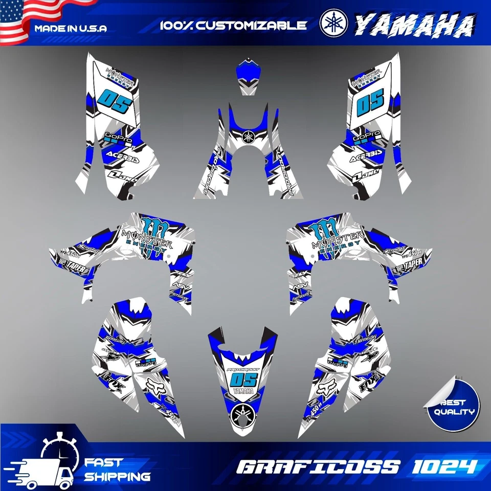 Kit de calcomanías gráficas Yamaha YFZ450R 2014 2015 2016-2023 pegatinas completas ATV YFZ 450R Foto 1 de 4