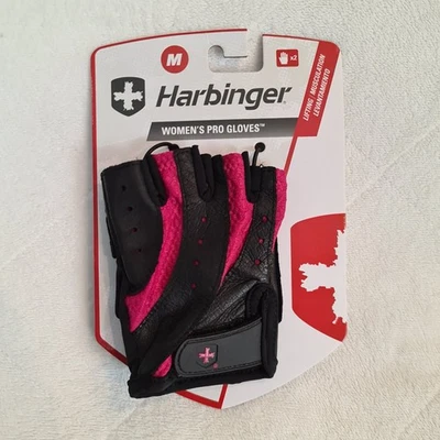 Harbinger Women's Pro Gloves Lifting Vented Cushioned Leather Palm Medium Pink - Image 1 of 3