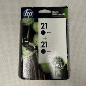 Czarny wkład atramentowy HP 21 - Dwupak -C9508FN lipiec 2015 Nowy w pudełku - Zdjęcie 1 z 2