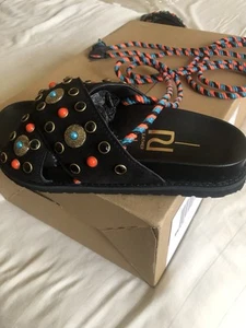 River Island Sandals S/3 possibly Slim 4 real leather retail £50 gorgeous detail - Picture 1 of 6