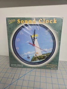 Lighthouse 8" Round Wall Clock with Sound Every Hour and Light. BNIB Seagulls - Picture 1 of 3