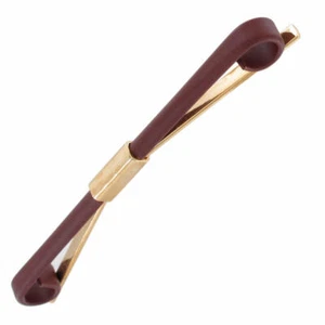 Vintage Collar Clip Mens Gold Tone Bar Matte Red Burgundy Enamel 2 5/8" - Picture 1 of 2