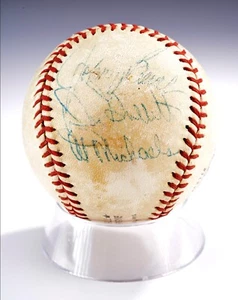 Johnny Bench Al Michaels +1 Autographed Official National League Baseball MLB - Picture 1 of 6