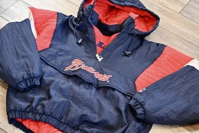Vintage Starter Atlanta Braves Pull Over Puffer Coat Medium - Image 1 of 4