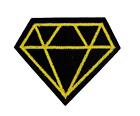 Black Gold Diamond Patch, Embroidered Diamond Biker Applique (BGDP-645)