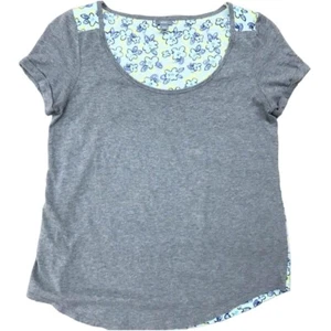 Aerie Floral Chiffon Back Jersey Tee Women's XS Gray Multi Floral Pastel - Picture 1 of 5