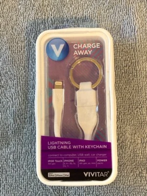 VIVITAR Charge Away USB Cable with Keychain for iPhone, iPad and iPod - Image 1 of 3