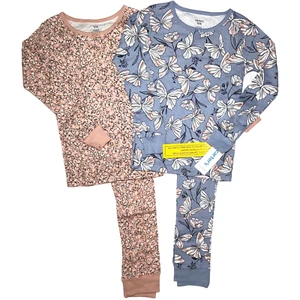 Carter's Girls Sz 7 Pajama 4pc Lot Butterfly Floral Blue Pink Flower Cotton NWT - Picture 1 of 3