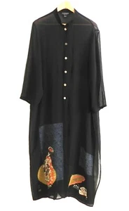 Citron Santa Monica Duster Maxi Silk Chiffon Art-Wear Button Up Long Slit SizeXL - Picture 1 of 19