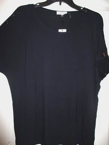 *NEW* CALVIN KLEIN  Navy Blue Split Sleeve Scoop Neck Knit Top XL - Picture 1 of 7