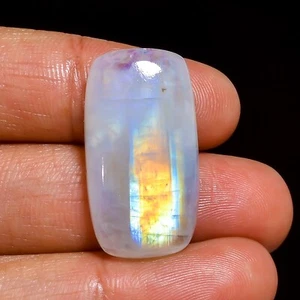 25.00 Cts Natural Rainbow Moonstone Loose Gemstone Radiant Cabochon 27X15X6 mm - Picture 1 of 7