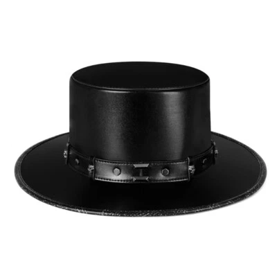 Sombrero de Doctor de la Peste Steampunk Cuero PU Negro Sombrero Plano para Halloween Juegos con disfraces Foto 1 de 4