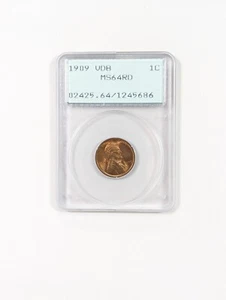 1909 VDB Lincoln Cent Penny 1C PCGS MS64 RD Vintage OGH Rattler Holder - Picture 1 of 5